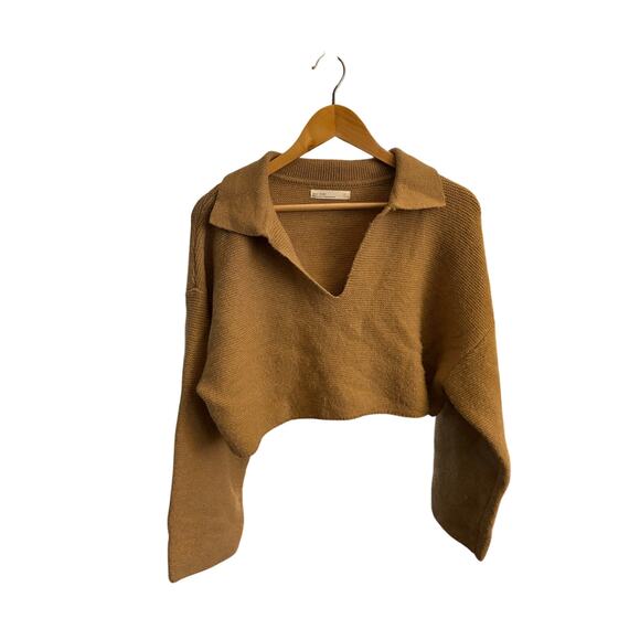 OAK + FORT Collared V Neck Cropped Sweater - Picture 6 of 7